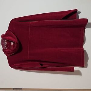 Burgundy Velour Turtleneck Tunic Top Christmas Holidays Sz M Cotton Polyester